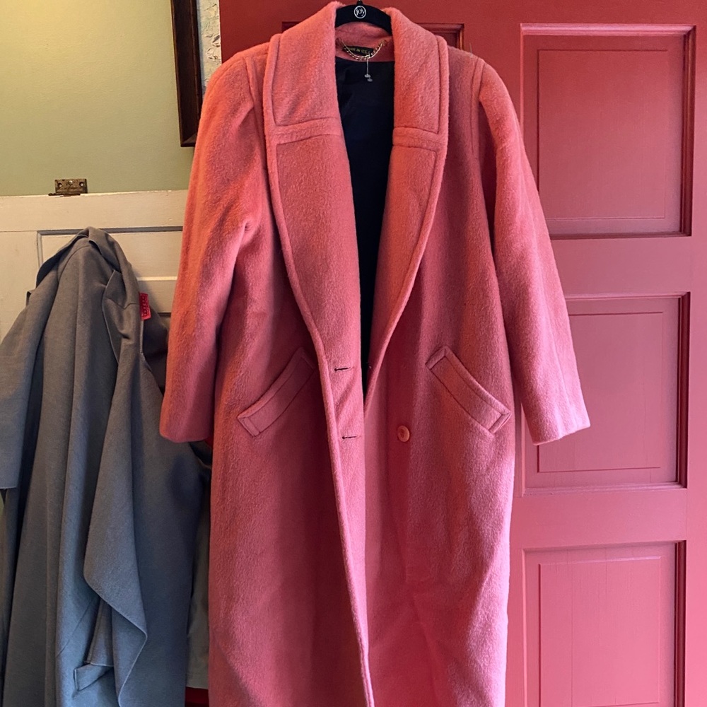 Vintage pink midi trench coat medium